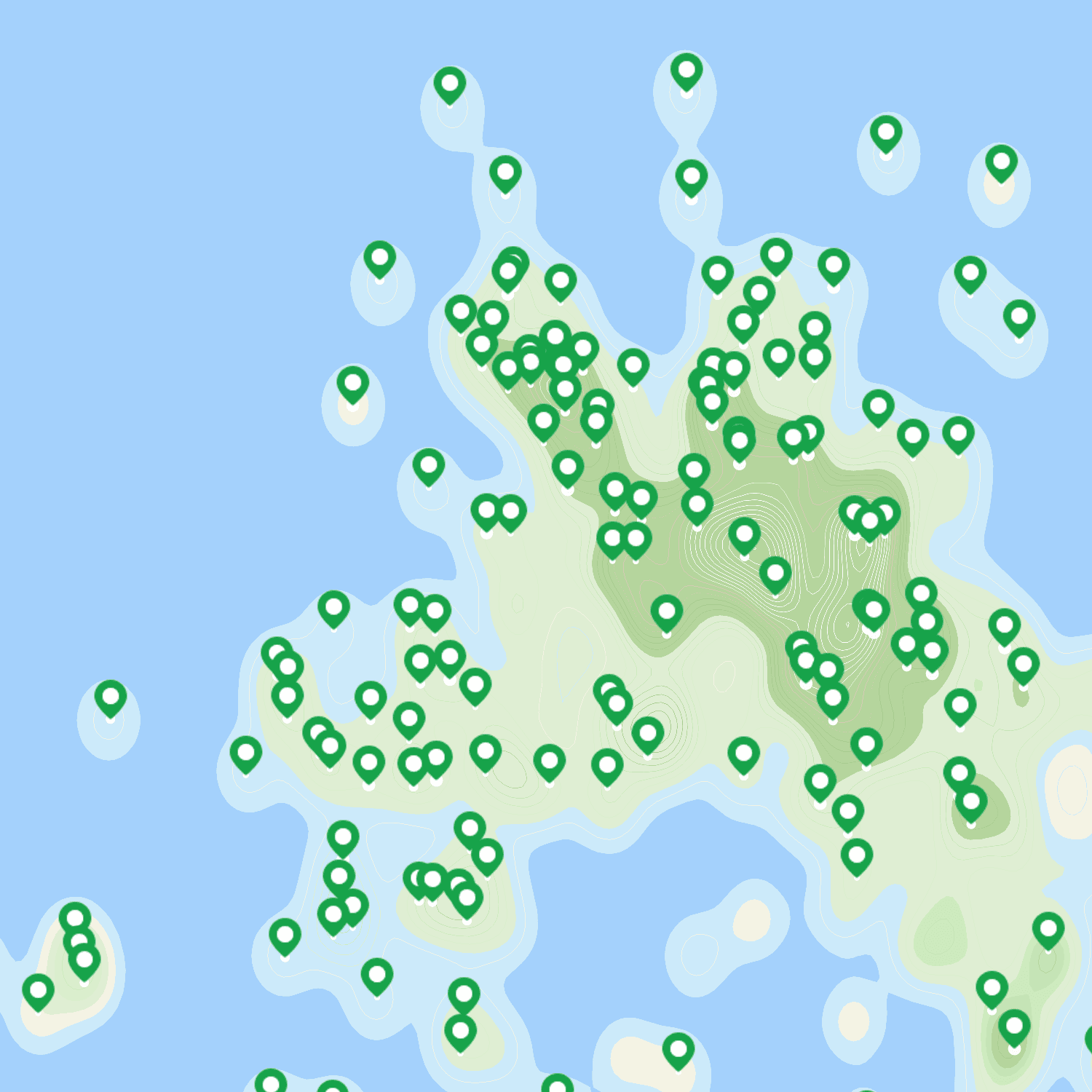Semantic landscape in light mode — topographic map with research clusters